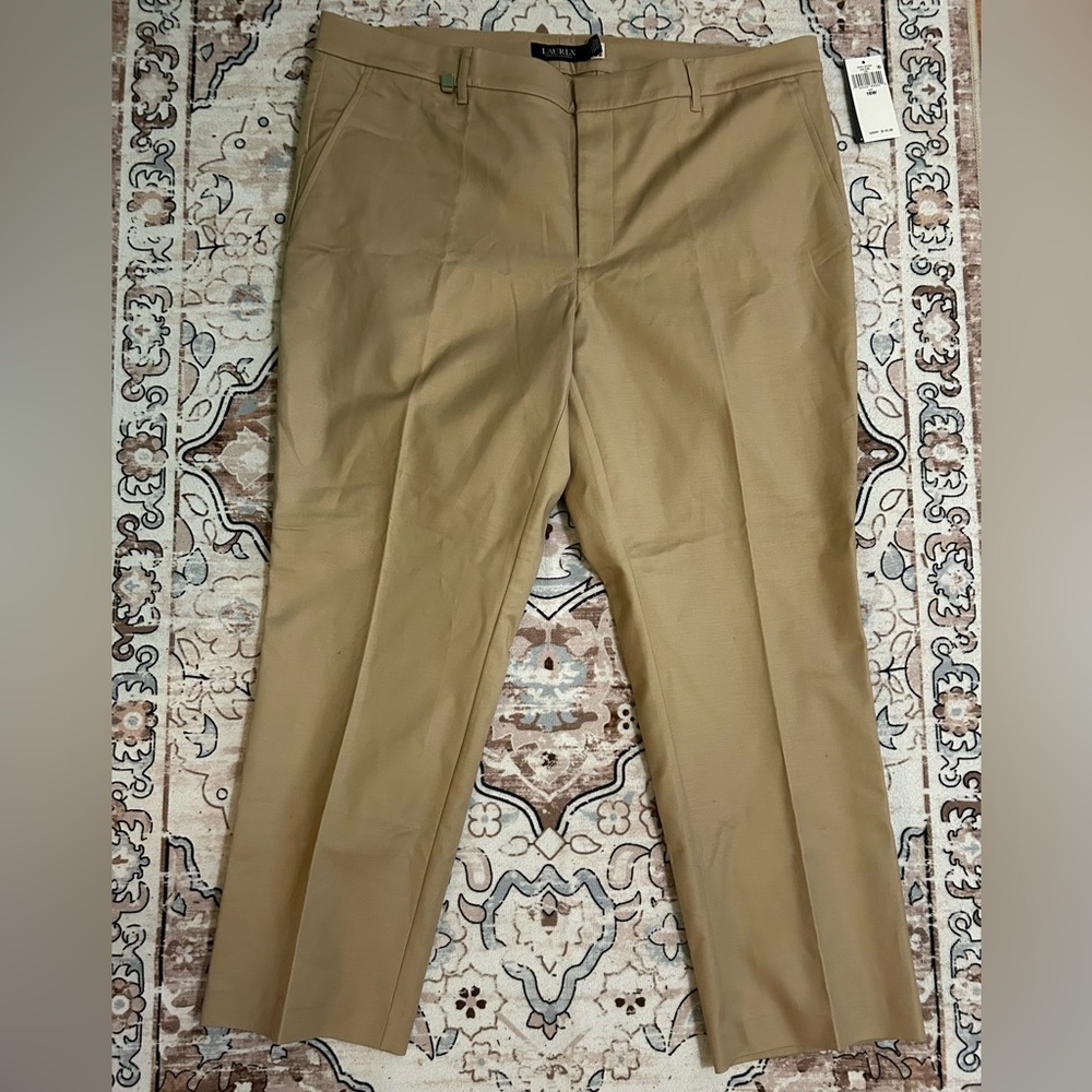 Ralph Lauren Double -Faced Stretch Cotton Pant in Birch Tan Size 16W - Picture 12 of 12
